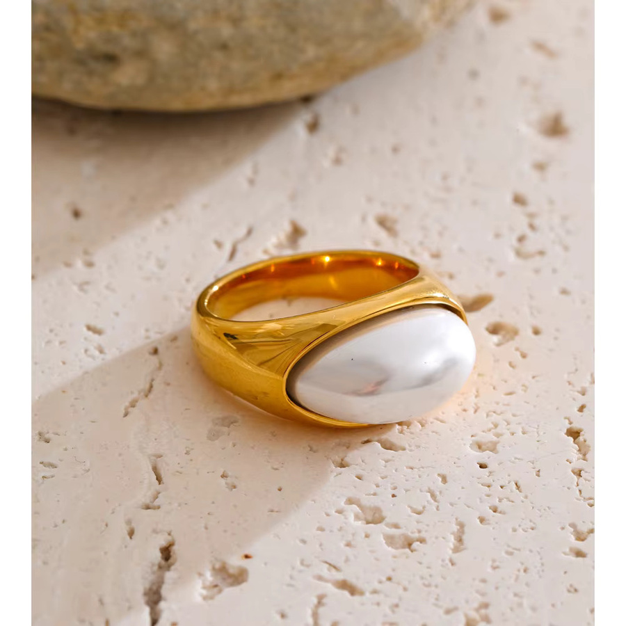 Yhpup Ring Edelstahl, Gold, Perle, Unisex, Größe 67,8 - Bild 2