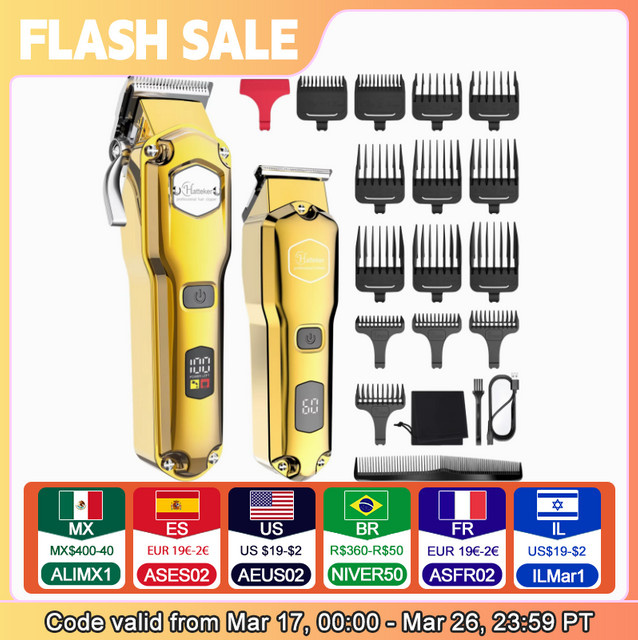 HATTEKER Haarschneidemaschine Trimmer-Set, Herren, Silver Gold - Bild 1