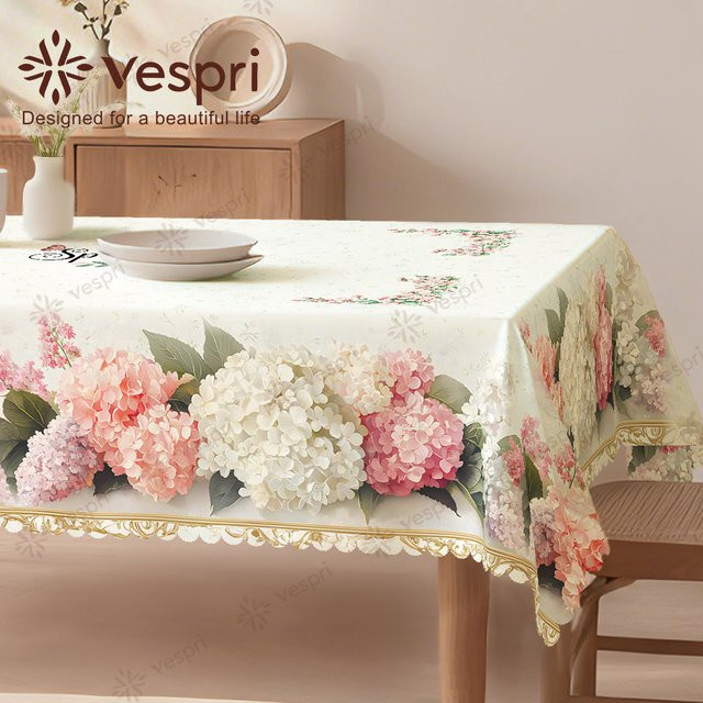 Vespri Tischdecke mit Blumen-Spitze in Weiß, Gold und Pastellfarben für rechteckige, runde oder ovale Tische - Bild 1