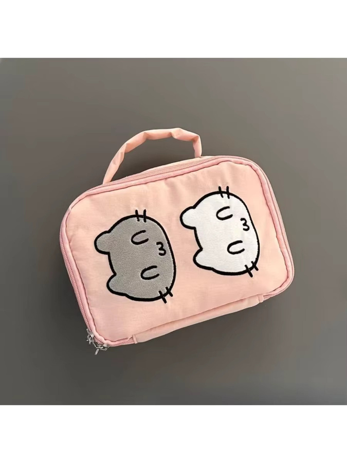 Happy Cat Kosmetiktasche Rosa mit niedlichem Cartoon-Design als tragbare Aufbewahrungstasche und Federmäppchen - Bild 3
