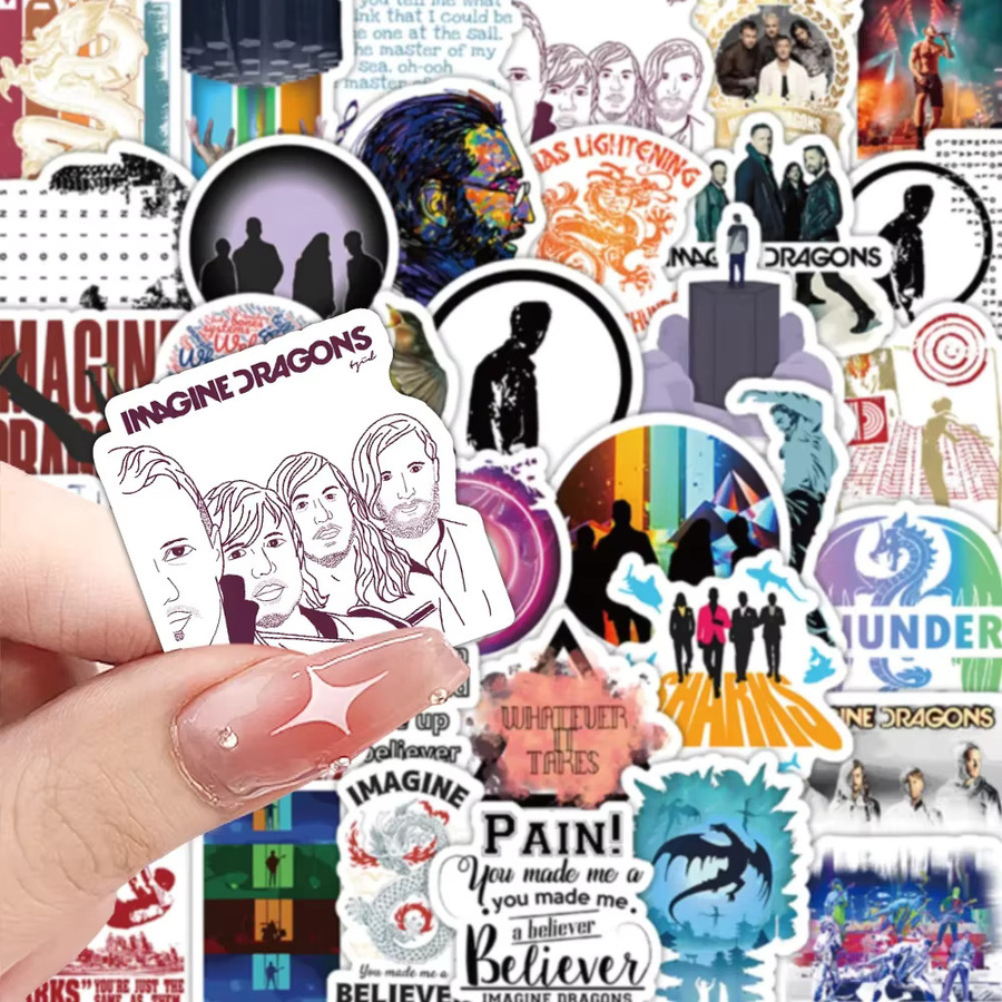 60 Stück GOGOTU Imagine Dragons Graffiti Aufkleber wasserfest für Handy und Gepäck in Multicolour - Bild 2