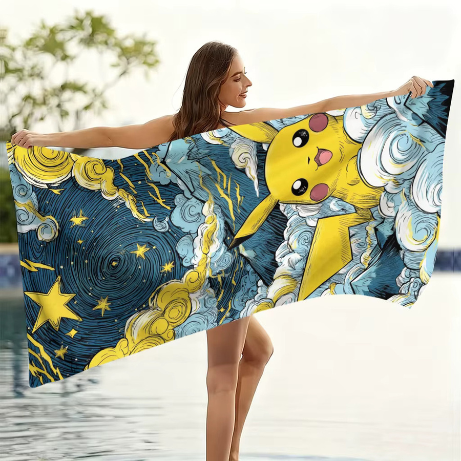 Potdemiel Pokemon Strandtuch im Van-Gogh-Stil, mehrfarbig, B/H: 60 x 40 cm - Bild 4