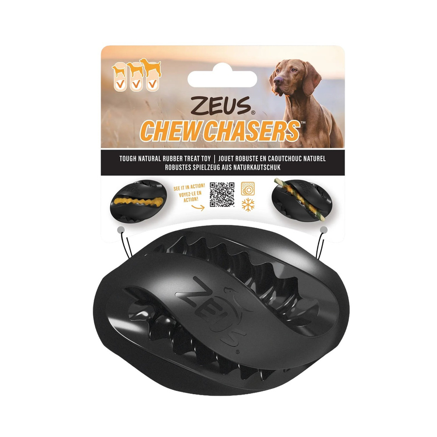 Zeus ChewChasers Treat Rugby Ball Hundespielzeug, Schwarz, 12,5 cm - Bild 2