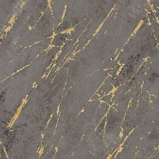 PROFHOME Tapete in Marmoroptik mit Stein-Design, Farbe Anthrazit und Gold, matt, Vlies-Tapete, 0,53 m x 10,05 m - Bild 1