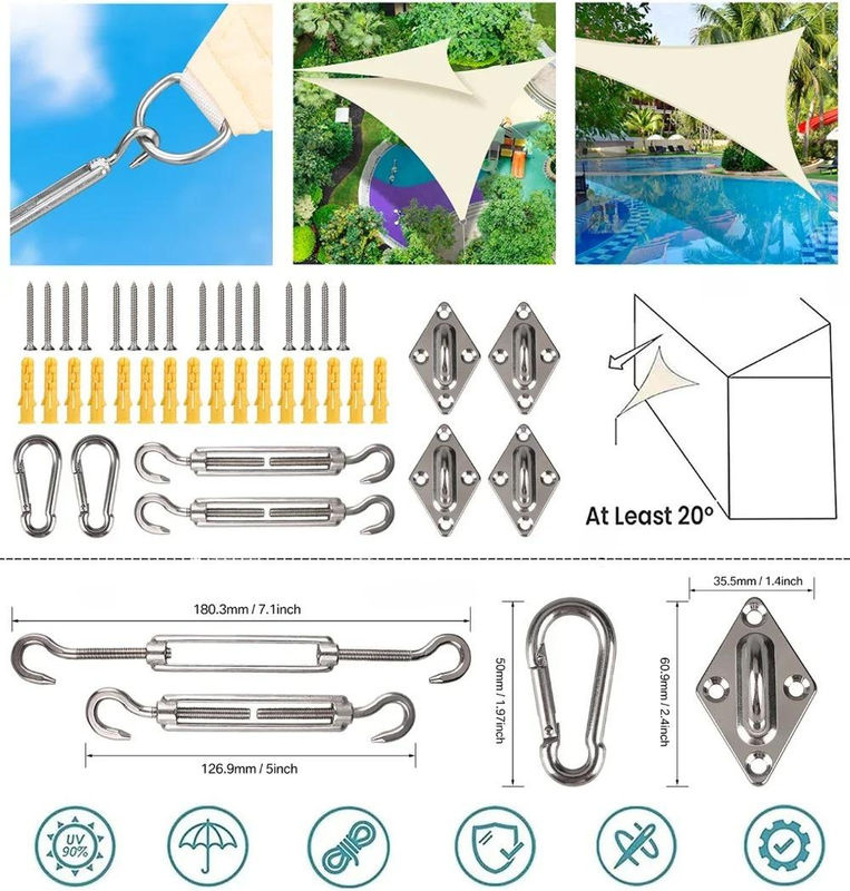 Binchi Garden Sonnensegel Grau, Rechteckig, Wasserfest und UPF 50+, B/T: 4 x 6 m - Bild 3