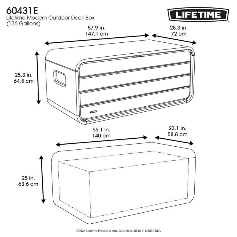 Lifetime Kissen- und Auflagenbox Space aus Kunststoff in Anthrazit B/H/T: 147,1 x 63,6 x 72 cm - Bild 3