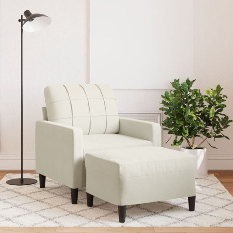 Modernes Sessel-Set mit Hocker von Vidaxl aus Samt in Beige mit Metallgestell - Bild 1