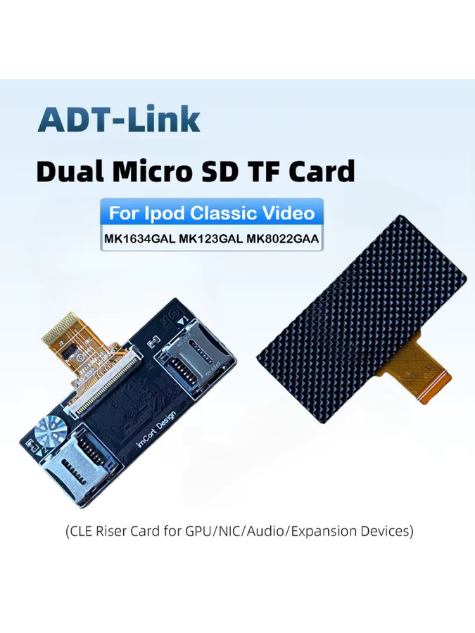 iFlash Dual Micro SD TF Kartenadapter für iPod Classic 5. 6. 7. Generation als SSD Ersatz für MK8022GAA MK1634GAL MK1231GAL HDD IPC in Schwarz und Rot - Bild 3