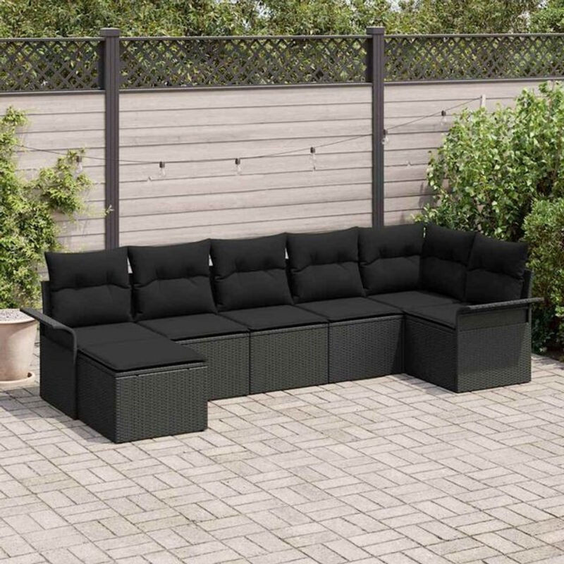 7-teiliges Gartensofa-Set vidaXL aus Poly-Rattan mit Speicherfunktion in Schwarz - Bild 1