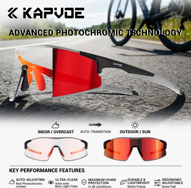 Kapvoe Laufsonnenbrille, Photochrome, Vollrand, Blue, Unisex - Bild 1