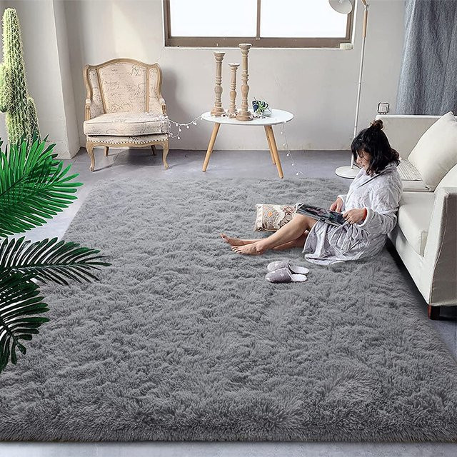 Binchi Furniture Plüschteppich aus Kunstfell in Grau, rutschfest und schallabsorbierend, B/T: 152 x 243 cm - Bild 1