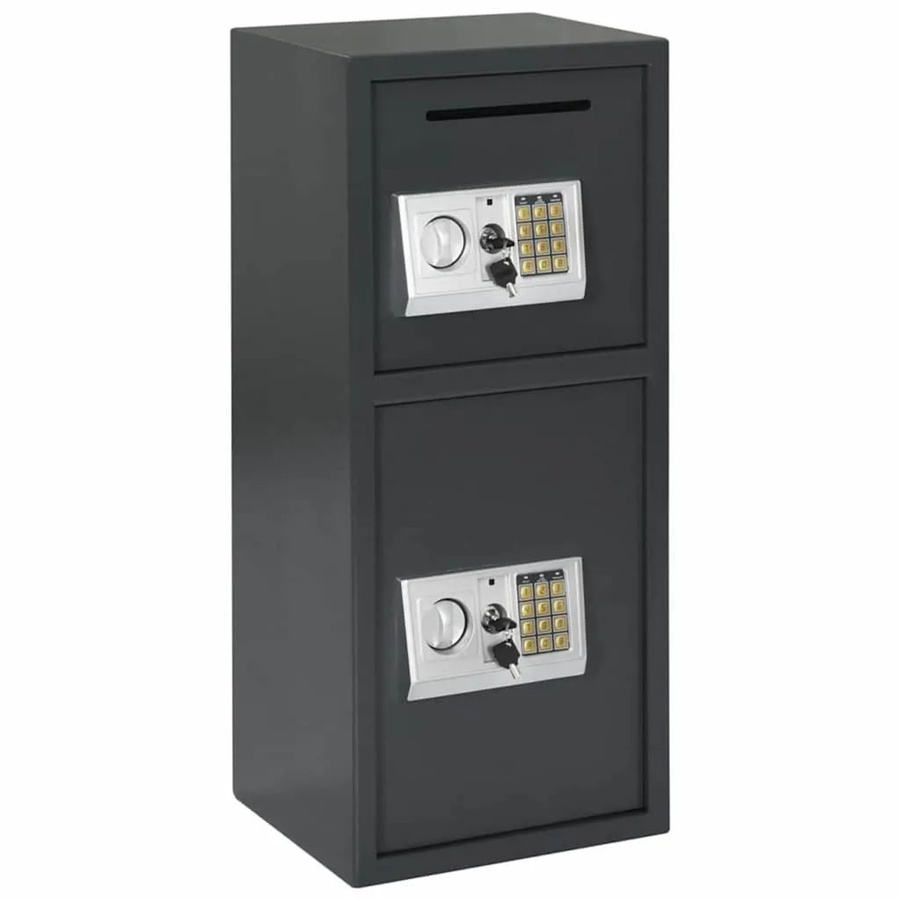 DELUKE Tresor BITO Digitaler Stahltresor mit Schloss in Dunkelgrau, B/T/H: 35 x 31 x 80 cm - Bild 2