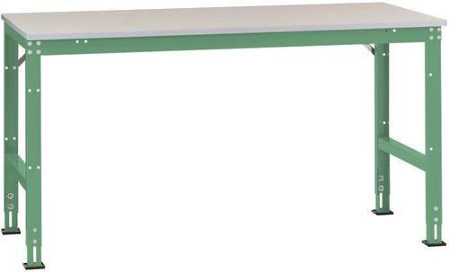 Manuflex Universal Standard Arbeits-Anbautisch mit Kunststoffplatte in Resedagrün und Lichtgrau, B/T/H: 175 x 80 x 76-87 cm - Bild 1