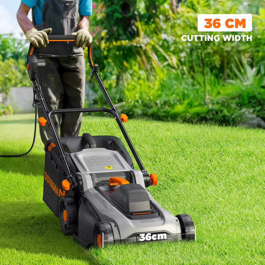 DOVAMAN Elektrischer Rasenmäher in Schwarz mit 1500W Leistung, 36cm Schnittbreite, 40L Grasbehälter und 2-in-1 Mulch- und Aufsammelfunktion - Bild 3