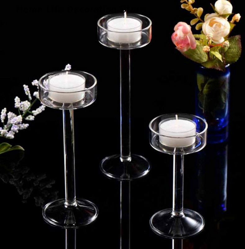 South Moon Kristallglas Teelichthalter Set aus transparentem Glas für Hochzeit und Tischdekoration - Bild 1