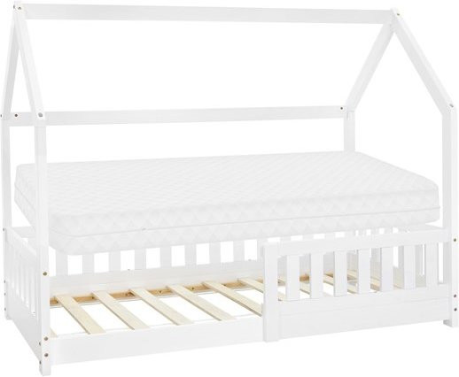 ML-Design Kinderbett Hausbett aus Kiefernholz in Weiß inklusive Matratze und Rausfallschutz, B/T/H: 160 x 80 x 132 cm - Bild 1