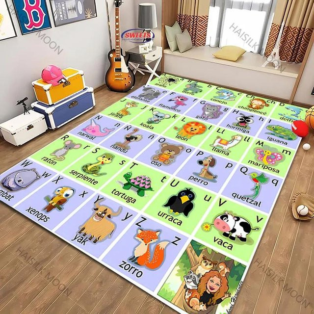 Miniso 3D ABC Teppich für Kinder mit Alphabet und Tierillustrationen, Mehrfarbig, B/T: 60 x 40 cm - Bild 1