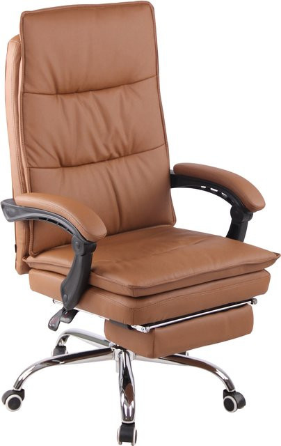 TPFLiving Bürostuhl Poncho Executive Chair aus Kunstleder in Braun mit Armlehnen und Rollen - Bild 1