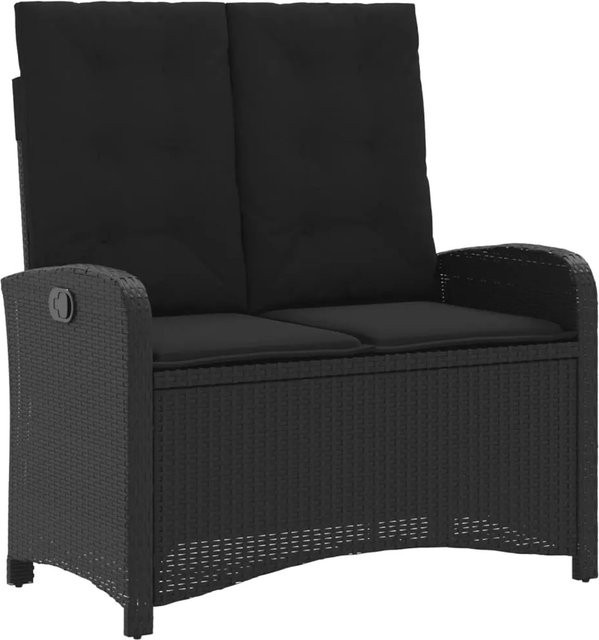 vidaXL Gartenbank aus Poly Rattan mit Kissen, Schwarz, B/T/H: 105 x 59 x 93 cm - Bild 1