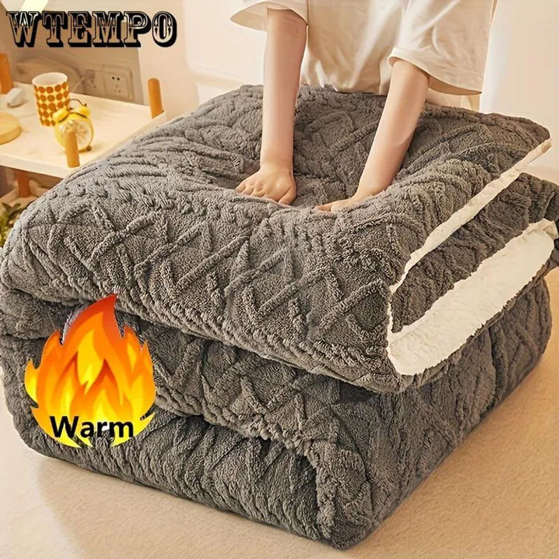 WTEMPO Ultraweiche Taft-Bettdecke aus Mikrofaser für den Winter, Blau, B/T: 150 x 200 cm - Bild 2