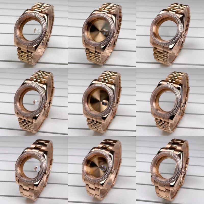 MACARLON Uhrenzubehör, Gehäuse, Edelstahl, Roségold, Diamant, 39 mm, Unisex - Bild 2