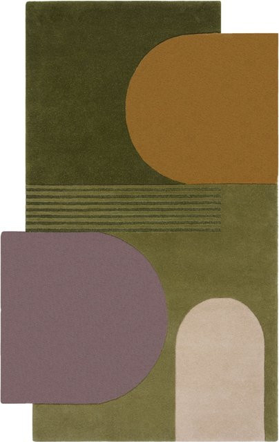 Wollteppich Kurzflor Kadima Design HALLEIN Color-Block Grün-Bunt B/T: 200 x 290 cm - Bild 1