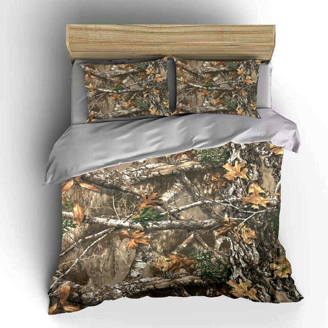 3-teiliges Bettwäsche-Set Real Tree Camouflage in Braun und Multicolour, Microfaser für Jagd- und Natur-Liebhaber, B/H: 180 x 210 cm - Bild 1