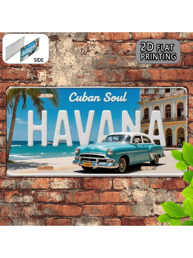 CIFBUY Vintage Metall-Nummernschild Havanna Kuba Retro Wanddekoration in Multicolour - Bild 5