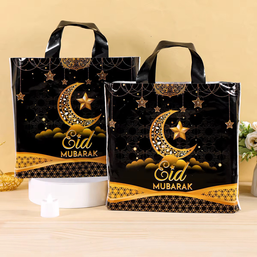 6 Stück Eid Mubarak Geschenktüten in Schwarz und Gold für Süßigkeiten und Cookies als Ramadan Dekoration - Bild 3