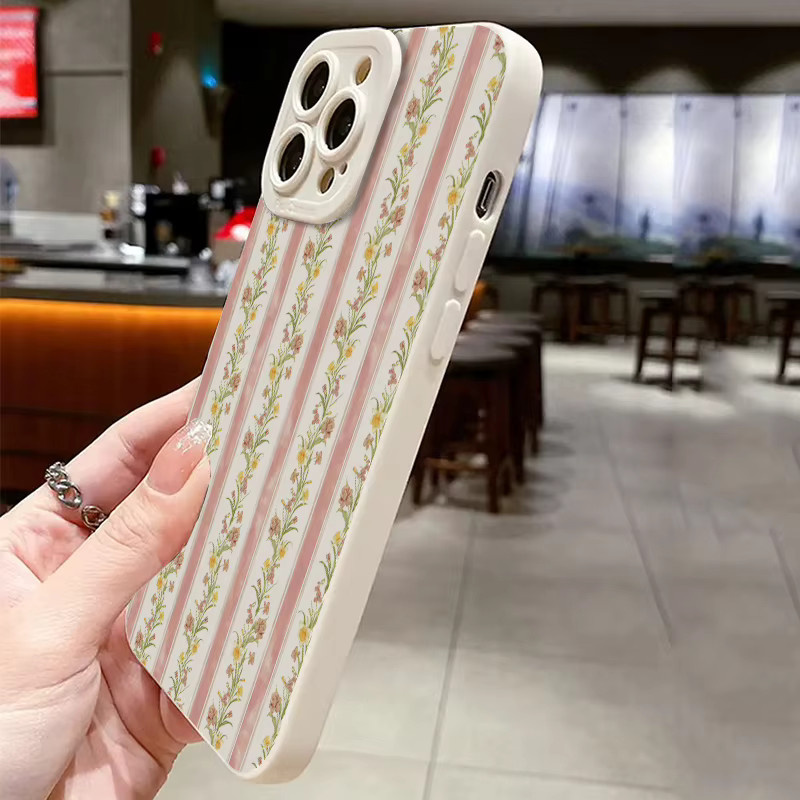 Stoßfeste Handyhülle mit rosa floralem Streifenmuster für Xiaomi Mi 11 Lite 5G, 14T, 13T, 12T, 14, Poco X7, X6, X5, F5, F6, F7 Pro - Bild 3