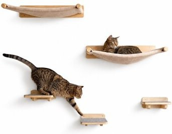 WOOWOOD Kletterwand Kati Kat für Katzen, 5-teiliges Set aus Massivholz in Braun - Bild 1