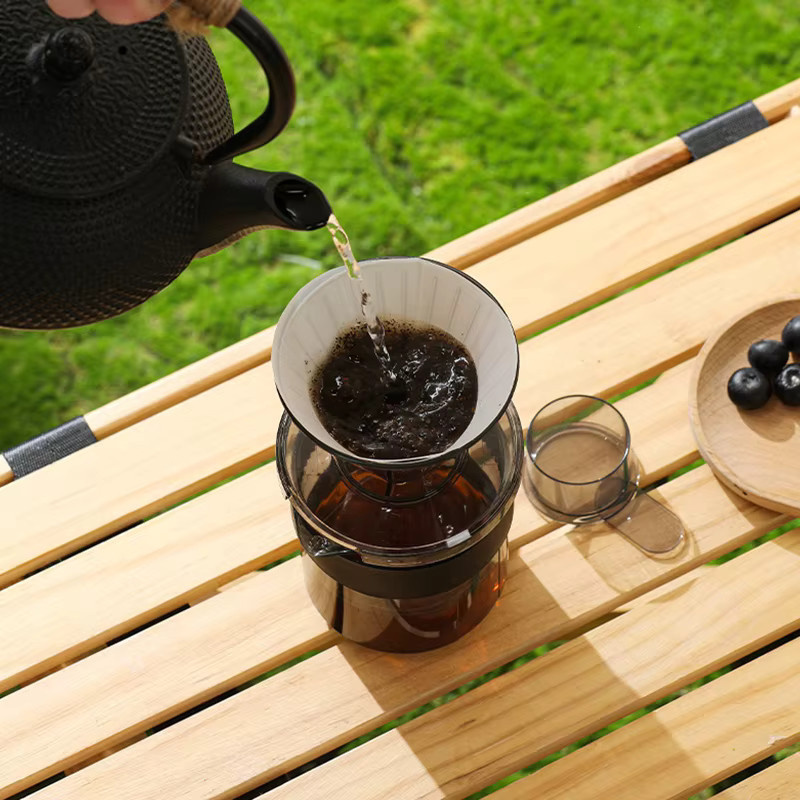 OANKR 3-in-1 Tragbare Übergießkaffeemaschine mit Kaffeefilter, Tasse und Löffel in Grau - Bild 5