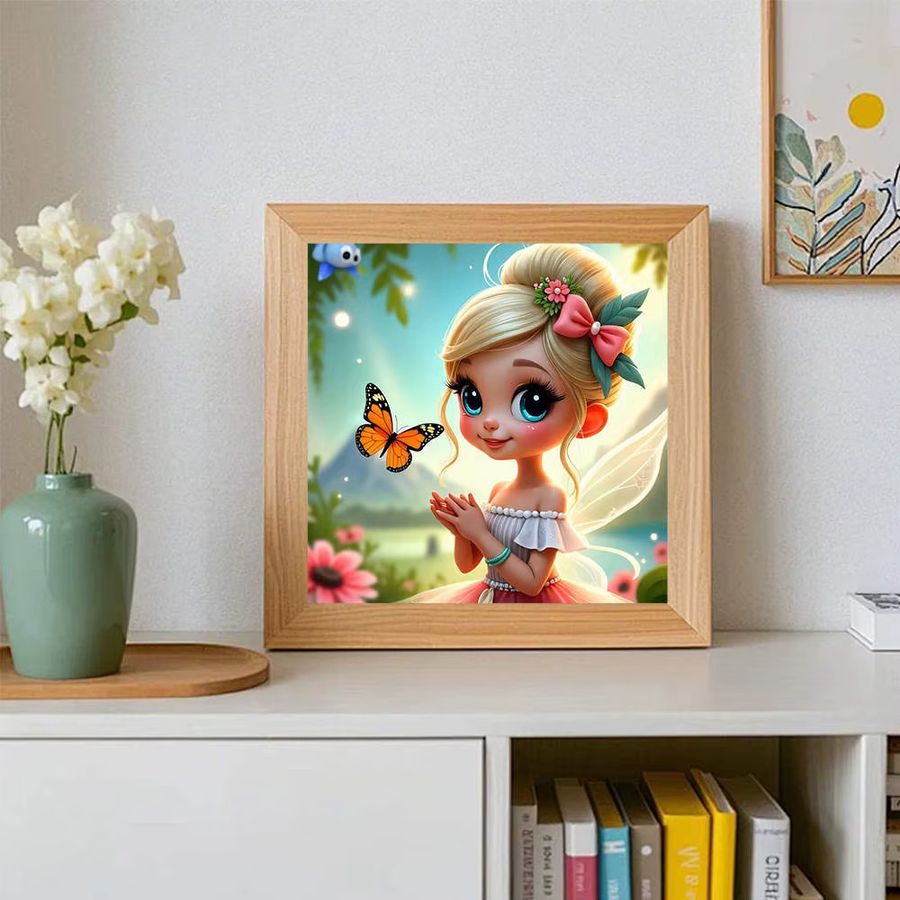 AZQSD 5D DIY Diamantmalerei Set Schmetterling und Fee Mädchen mit quadratischen Strasssteinen für ästhetische Stickerei als Home Decor B/H/T: 20 x 20 x 20 cm - Bild 3