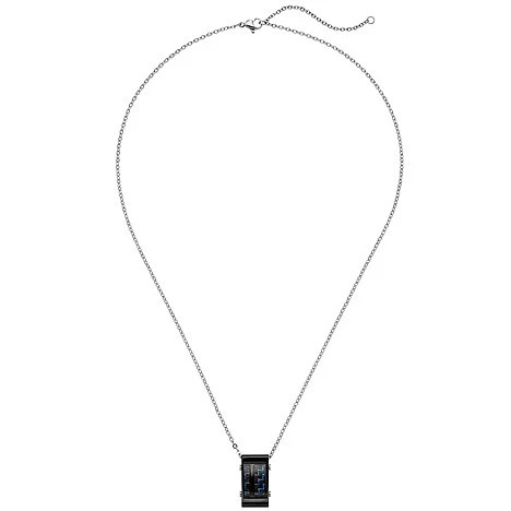 Colfem Collier Kette mit Anhänger Edelstahl, schwarz, Carbon Einlagen, 55 cm, Unisex - Bild 1