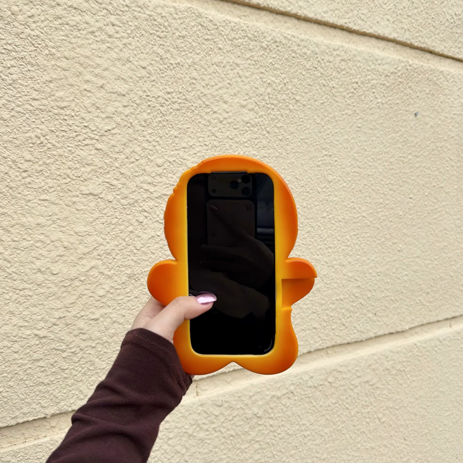 3D Lebkuchenmann Handyhülle für Apple iPhone 17 16 15 14 13 Pro Max in Braun mit Schleife aus weichem Silikon - Bild 2