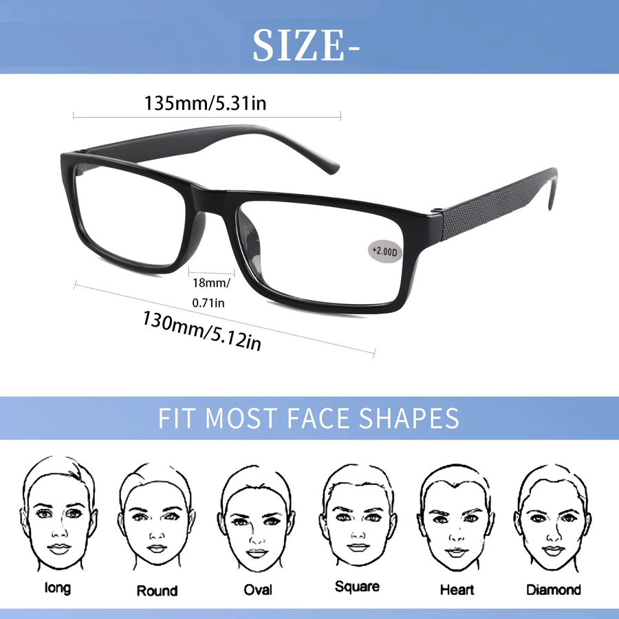 Lesebrille Unisex, Vollrand, rechteckig, Kunststoff, schwarz, Krokodil - Bild 2