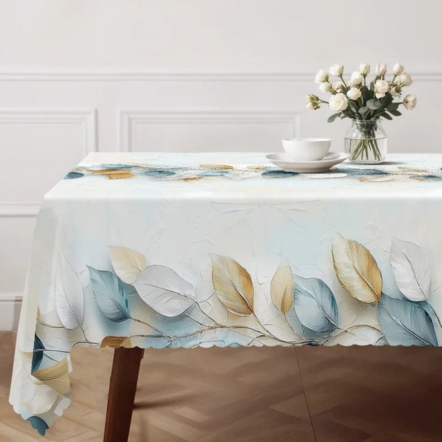 VIKAMA Tischdecke mit Blattmuster in Multicolour, modern und rechteckig - Bild 1