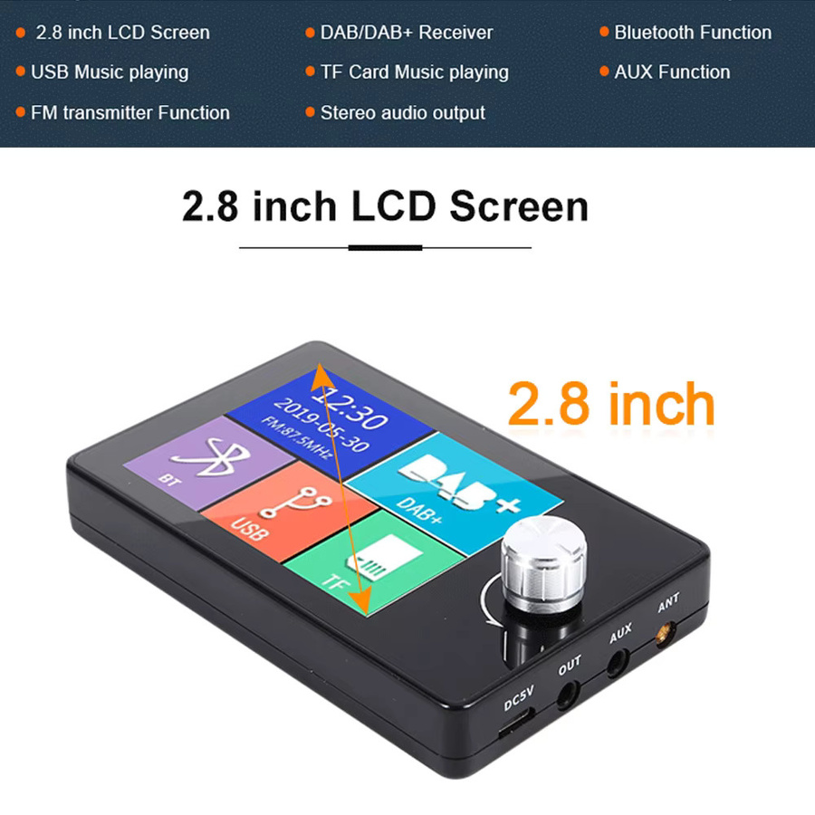 Icreative Digitaler DAB/DAB+ Radio Empfänger mit 2,8-Zoll-Farbbildschirm für europäische Autos, FM-Transmitter, MP3 und AUX, Schwarz - Bild 5
