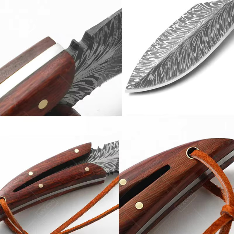 WXCOO Edelstahl Fleischbeil geschmiedetes Multi-Steak-Messer mit Federmuster in Silber - Bild 2
