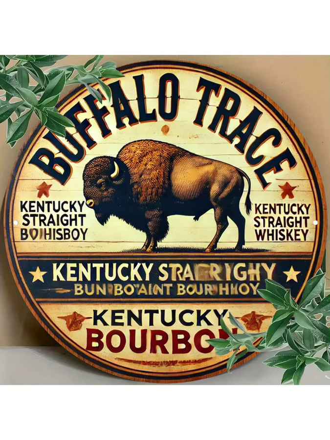 Potdemiel Vintage Buffalo Trace Metallschild Rund, Durchmesser: 20,32 cm, Wanddekoration Aluminium in Braun und Mehrfarbig - Bild 5