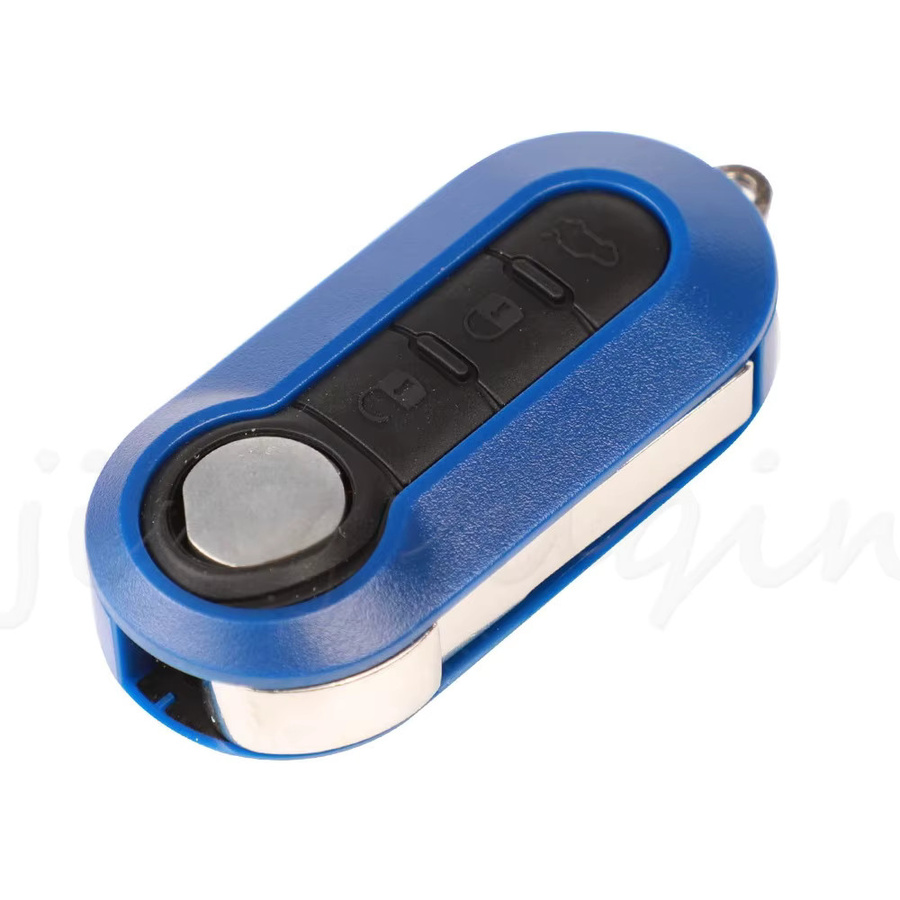 Jingyuqin Bunte 3-Tasten Flip Remote Key Hülle für FIAT 500 Panda Punto Bravo Autoalarm Keyless Entry Fob Cover, Mehrfarbig - Bild 2