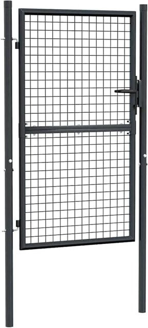 vidaXL Gitter-Gartentor aus verzinktem Stahl in Grau, B/H: 100 x 150 cm - Bild 1