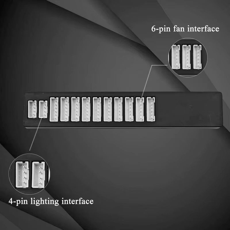 AuyiHomu RGB PC-Hub mit Fernbedienung für 10 Lüfter und 2 Lichtstreifen in Schwarz mit 4-Pin Farbsynchronisierung - Bild 3