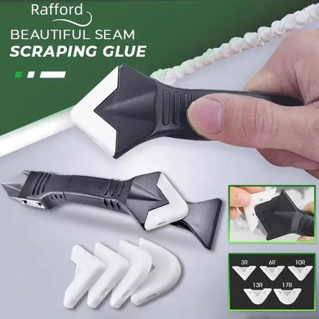 Rafford 5in1 Multifunktionales Silikon Schaber Set zum Abdichten und Kleber Entfernen in Schwarz - Bild 1