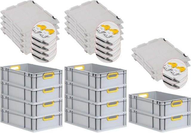PROREGAL Spar Set 10x Eurobox Nextgen Color mit Scharnierdeckel und Schiebeschnappverschlüssen, Gelb, H x B x T: 17 x 40 x 60 cm - Bild 1