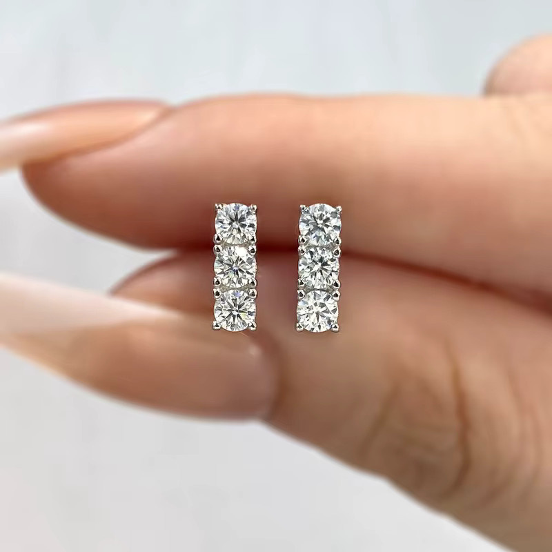 DWJ Ohrstecker, 925 Silber, Moissanit-Diamant, Damen - Bild 1