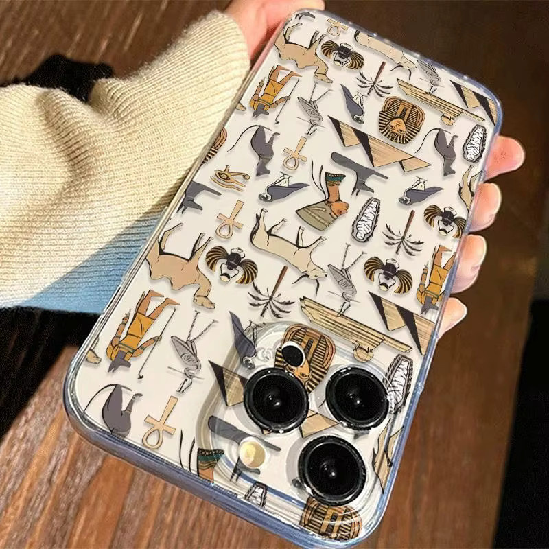 Transparente TPU-Handyhülle mit ägyptischem Kulturmuster für Apple iPhone 11 bis iPhone 17 Pro Max - Bild 4
