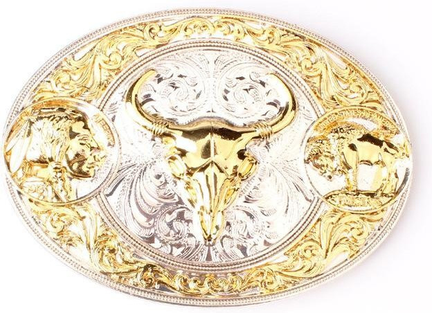 Binchi Keji Travel Metallschnalle, Bullenkopfschnalle, gold, Herren - Bild 1