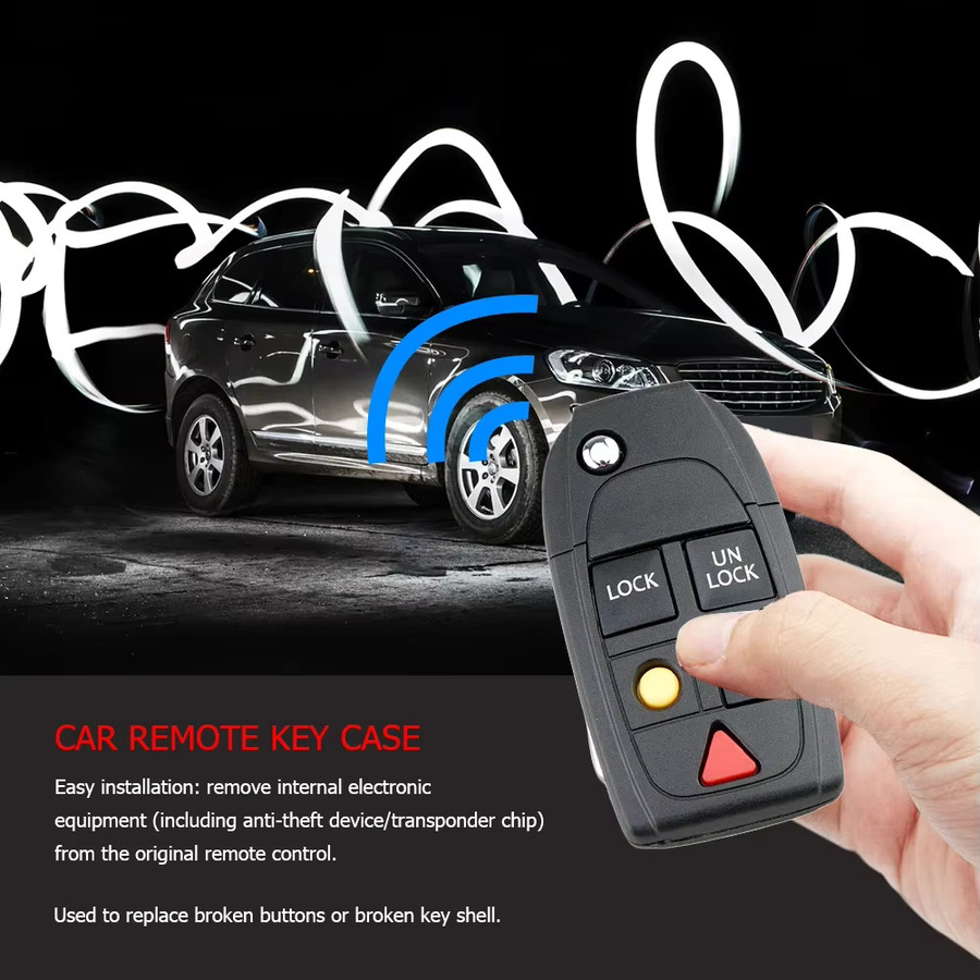 VAKIND Schlüsselhülle für Volvo S60 S80 V70 XC70 XC90, 5 Tasten Flip Folding Key Fob Case Protector, Schwarz - Bild 4