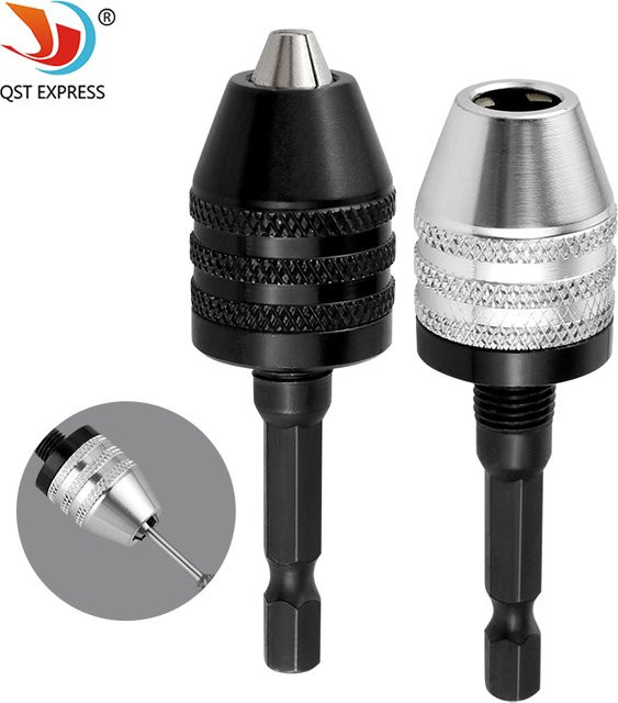 Elektrisches Bohrfutter mit Schnellwechsel-Funktion, 0,3-6,5 mm, Hex-Schaft, 3-Backen-Spiralbohrer-Chuck von QSTEXPRESS - Bild 1